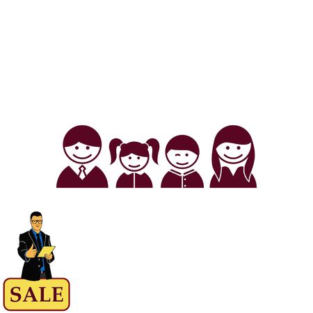 Family icon, vector illustration. Flat design styleのイラスト素材