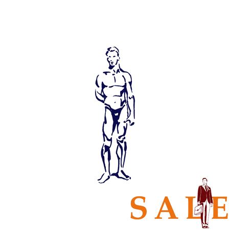 Silhouette of athletic men. Beauty, glamor. Vector illustration. Handsome male athlete.のイラスト素材
