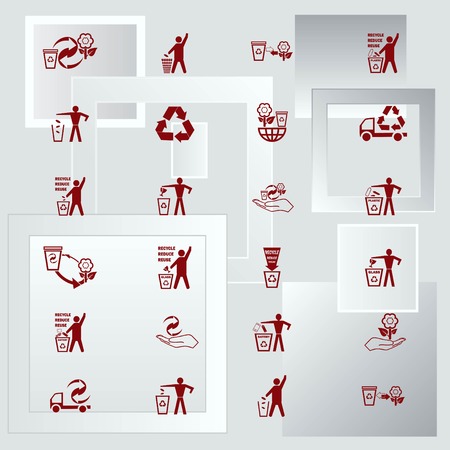 Place trash icons, recycle icons, ecology icons set. Flat Vector illustrationのイラスト素材