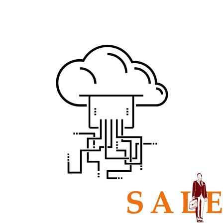 cloud hosting icon, vector illustration. Flat design style.のイラスト素材
