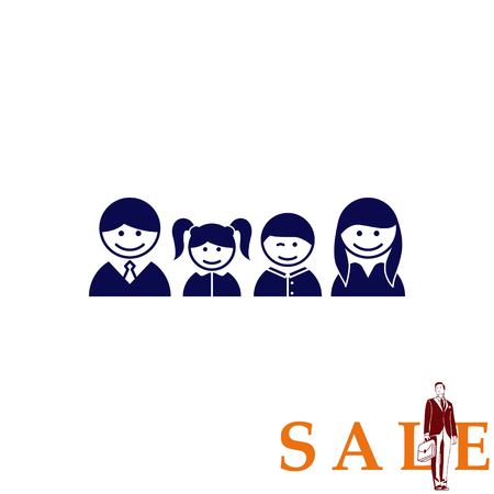 Family icon, vector illustration. Flat design styleのイラスト素材