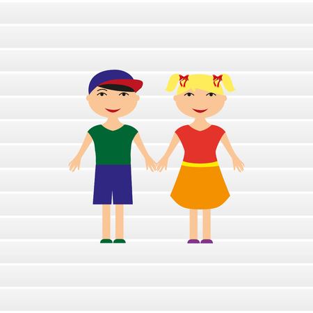 stylish avatar of girl and guy in flat design. Vector illustrationのイラスト素材