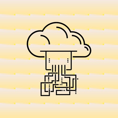 cloud hosting icon, vector illustration. Flat design style.のイラスト素材