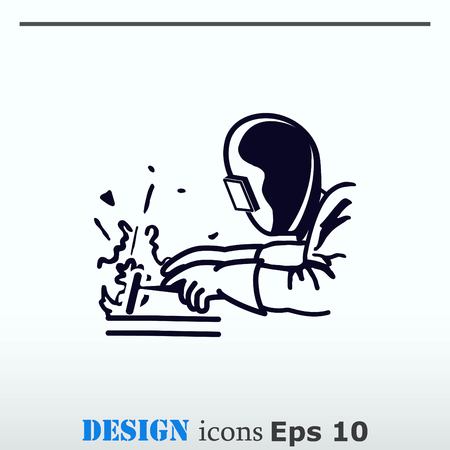 Silhouette of a working welding with a torch icon. Vector illustration.のイラスト素材