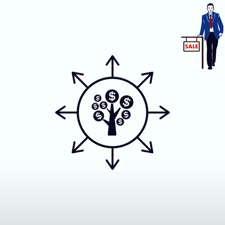 Money icon, Finance Icon, vector illustration. Flat design style.のイラスト素材