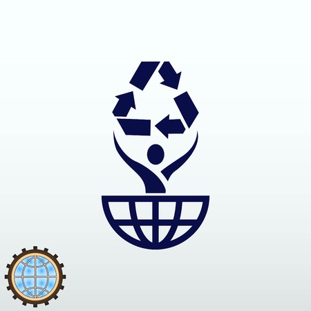 Recycling and eco icon as a concept of ecology problem flat vector illustration.のイラスト素材