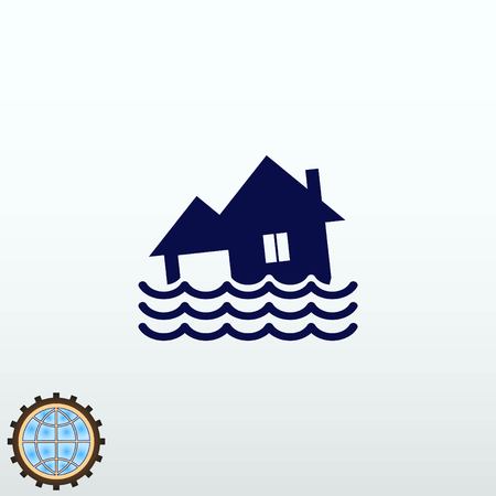 Flood disaster vector illustration flat design style.のイラスト素材