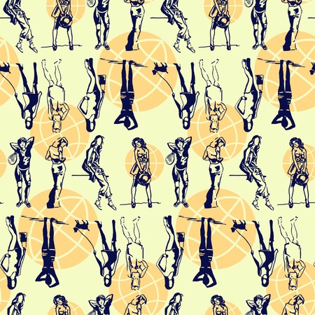 Beautiful woman. Female silhouette. Fashionable. Glamour. Pattern.のイラスト素材