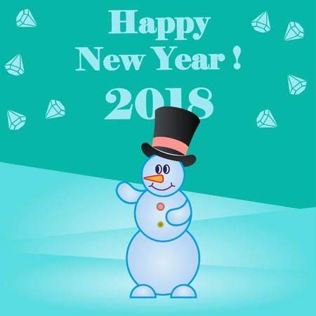 Snowman, vector illustration. Flat design style. Christmas card. New Year. Winter. Snowflake.のイラスト素材