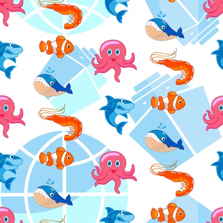 Ocean life theme pattern backgroundのイラスト素材