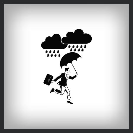 Dripping rain. A man with an umbrella. Vector illustration.のイラスト素材