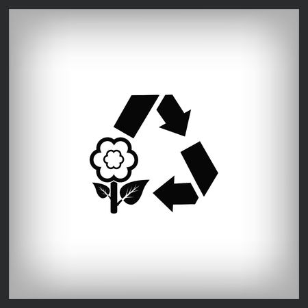 Throwing trash  or recycling icon with flower Concept of ecology problem. Flat Vector illustration.のイラスト素材