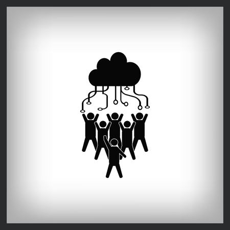 Group of people icon under the cloud, vector illustrationのイラスト素材