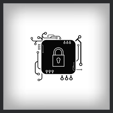 Lock in microchip for security iconのイラスト素材
