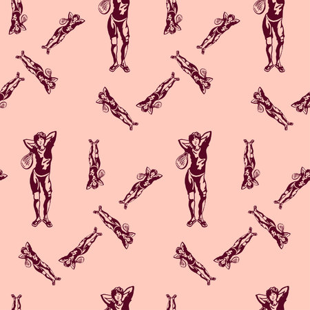 Beautiful woman on Female silhouette on Fashionable  Pattern.のイラスト素材