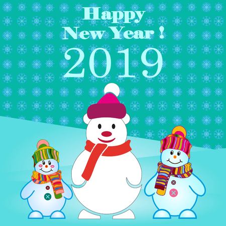 Pattern. Snowman, vector illustration. Flat design style. Christmas card. New Year. Winter. Snowflake.のイラスト素材