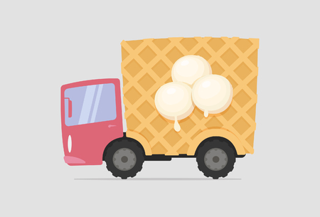 Cartoon Delivery Ice Cream Truckのイラスト素材