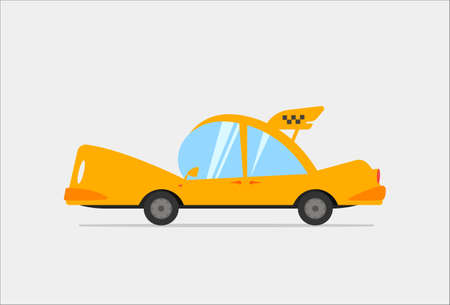 Cartoon Yellow Taxi Vector Illustrationのイラスト素材
