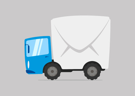 Cartoon mail delivery truck with envelope body.のイラスト素材