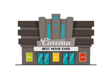Modern Cinema Theatre Building Vector Illustrationのイラスト素材