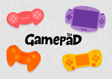 Gamepad Console Controllers Cartoon Vector Icon Setのイラスト素材