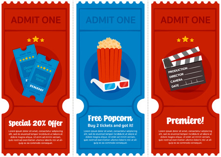 Cinema Ticket Colorful Flyer Setのイラスト素材