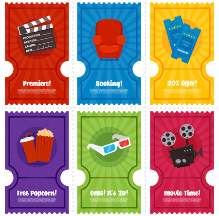 Set of colorful cinema flyers.のイラスト素材