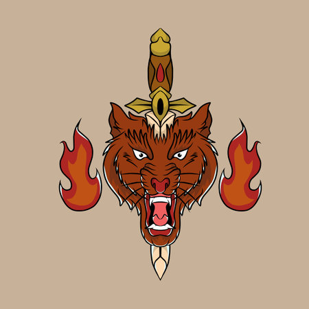 tiger roar vector illustration specially made for advertising needs and so onのイラスト素材