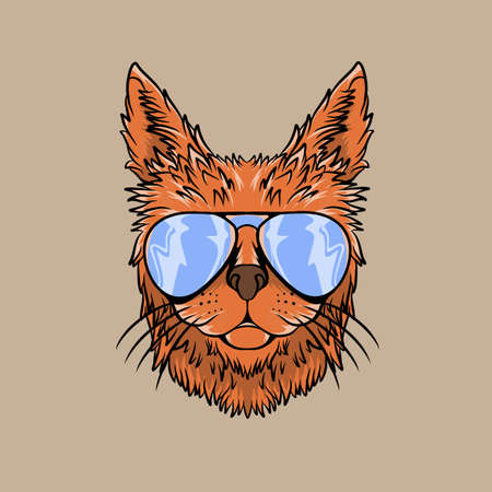 cat with glasses vector illustrations specially made for branding needs and much moreのイラスト素材