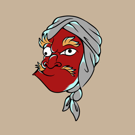 Vector illustration of a red head with a scarf on his head.のイラスト素材
