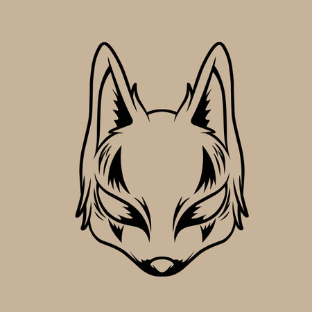 Vector illustration of a fox head on a brown background. Wild animal.のイラスト素材