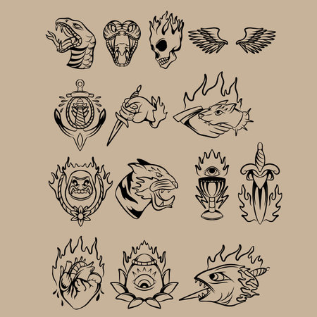 Vector set of hand drawn doodle icons of wild animals.のイラスト素材
