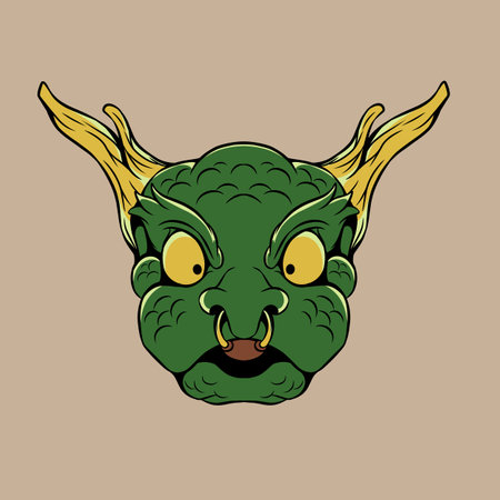 Vector illustration of a dragon head in cartoon style. Vector illustration.のイラスト素材