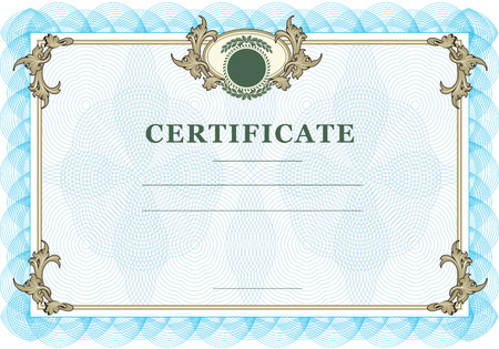 Certificate with vintage design elements and blue watermarksのイラスト素材