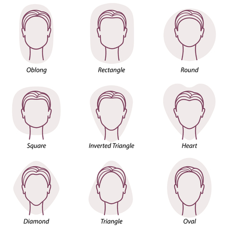 Set of nine different woman's face shapes