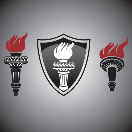 torch with fire signs and symbolsのイラスト素材