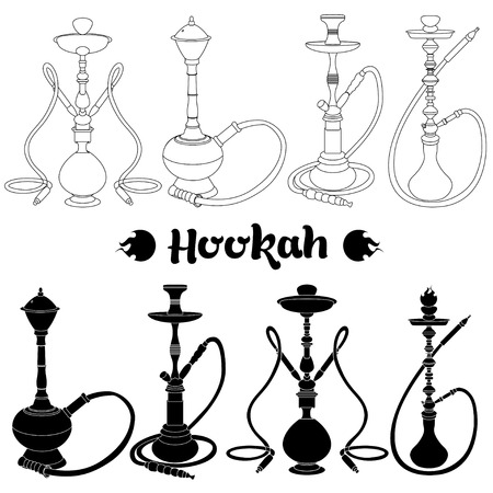 Shisha Hookah Black Silhouette Vector Hookah Illustration Isolated On White Tasmeemme Com