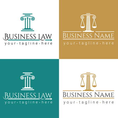 business law logo Column / Law office logo with greece column and scales. The judge, Law firm logo template, lawyer set of vintage labels.のイラスト素材