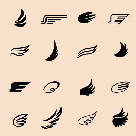 wings icons set 4 / Wings icons vector set. Wings. Set of design elements.のイラスト素材