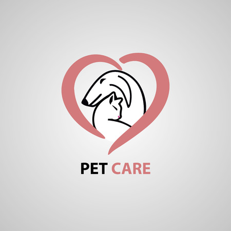 Abstract design concept for pet shops, food, veterinary clinics and animal shelters homeless. Dog and cat symbol. Vector logo template.のイラスト素材