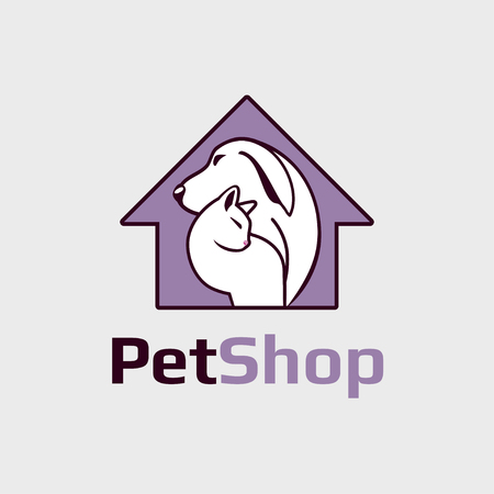 A Vector logo design template for pet shops, veterinary clinics and animal shelters homeless. Vector logo template with cat and dog.のイラスト素材