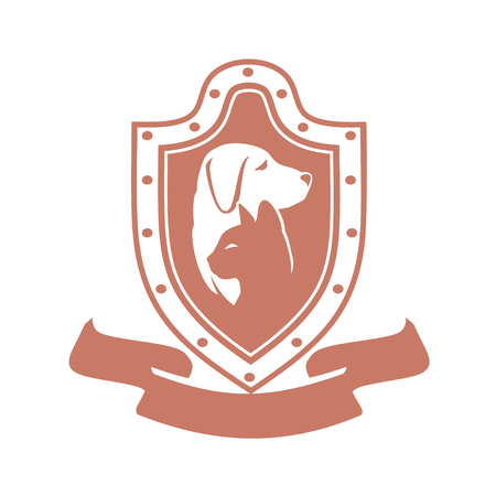 Abstract design concept for pet care, shops, food, veterinary clinics and animal shelters homeless. Dog and cat symbol. Vector logo template.のイラスト素材