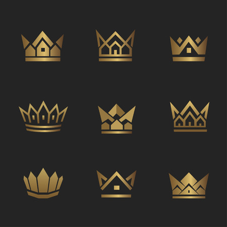 Golden house line icon. Can be used for realty estate, apartment, residential property or hotel logo template.のイラスト素材