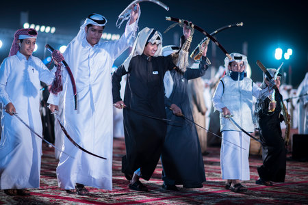 Sword dance for Qatar national day,december/18/2017のeditorial素材