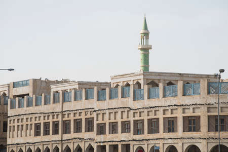 Doha,Qatar,05,06,2019 Traditional Arabian mosque with minarets in old souq