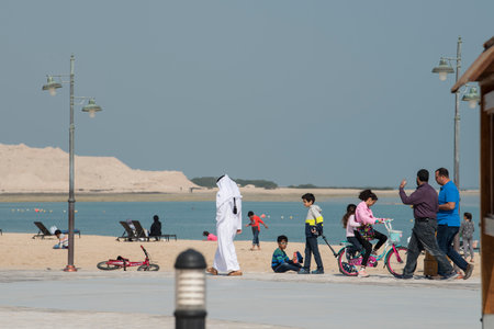 Al Wakrah ,Qatar -02/01/2020  : New souk waterfront promenade with his traditional housesÂ and...
