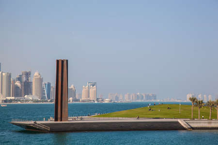 Steel Obelisk in Mia Park at Museum of Islamic Art in Doha, Qatar 12/23/2016