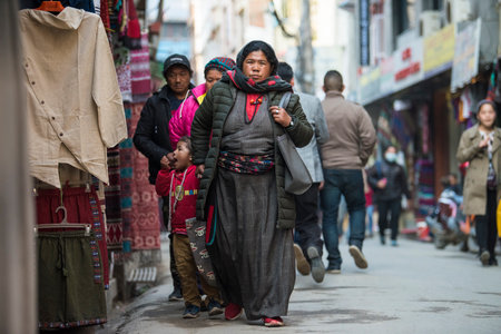Kathmandu, Nepal- April 20,2019 : Street view of local people in various daily activities in Kathmandu the capital of Nepal.のeditorial素材