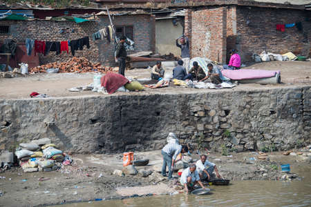 Kathmandu, Nepal- April 20,2019 : Street view of local people in various daily activities in...