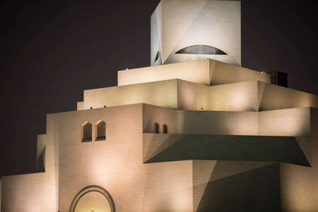 Doha,Qatar - March 05, 2019 : Night views of the Museum of Islamic Art in Doha.のeditorial素材